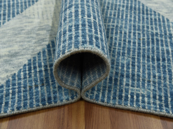 10'2" x 14'2" New Hand Knotted Blue Wool Rectangle Oriental Rug - MOA10279422