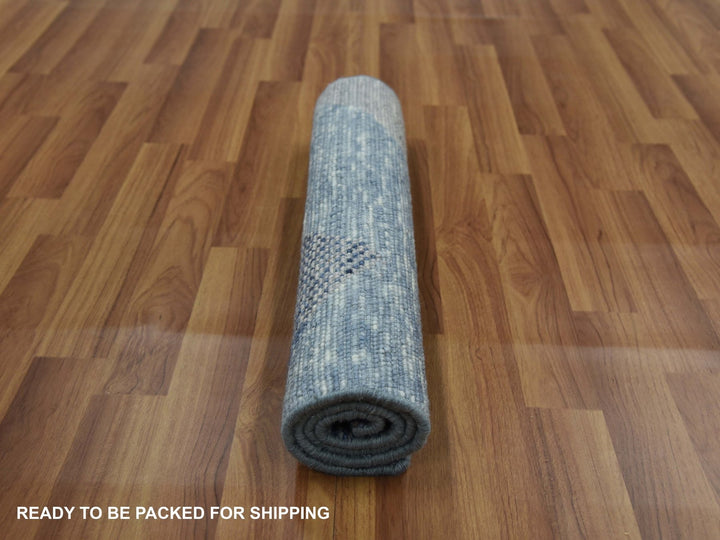 2'0" x 3'0" New Hand Knotted Blue Wool Rectangle Oriental Rug - MOA10279426
