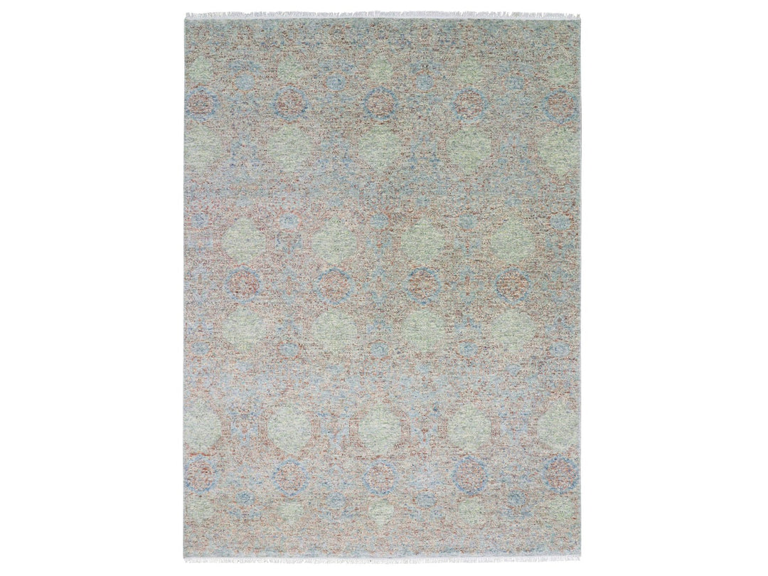 9'2" x 12'0" New Hand Knotted Green Wool Rectangle Oriental Rug - MOA10279434