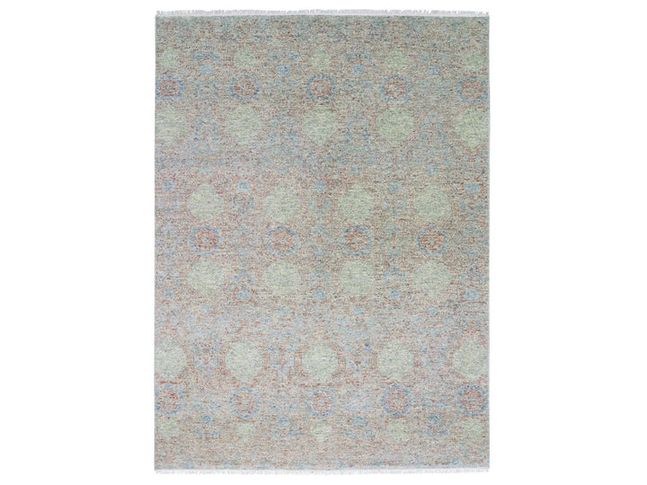 9'2" x 12'0" New Hand Knotted Green Wool Rectangle Oriental Rug - MOA10279434