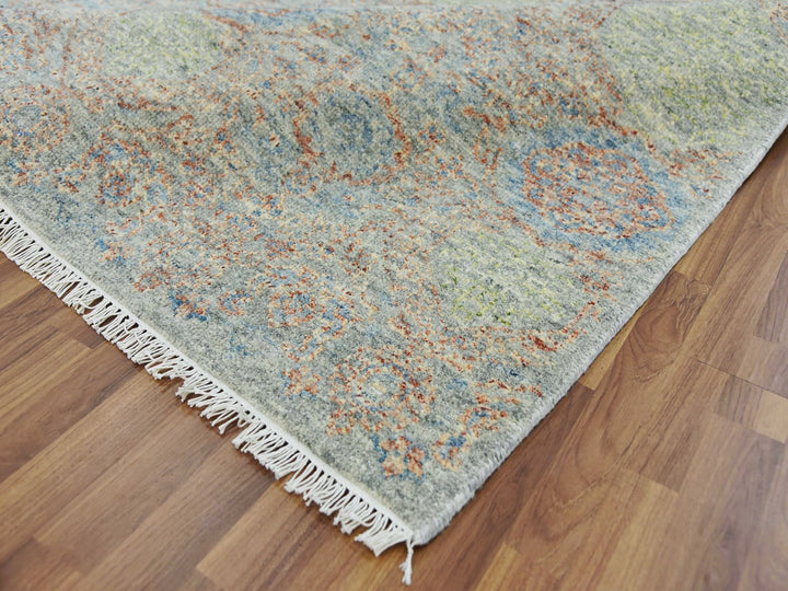 9'2" x 12'0" New Hand Knotted Green Wool Rectangle Oriental Rug - MOA10279434