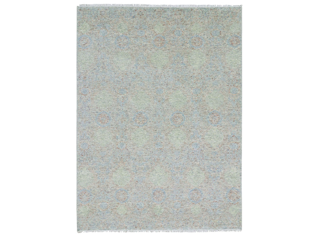 9'0" x 12'0" New Hand Knotted Green Wool Rectangle Oriental Rug - MOA10279435