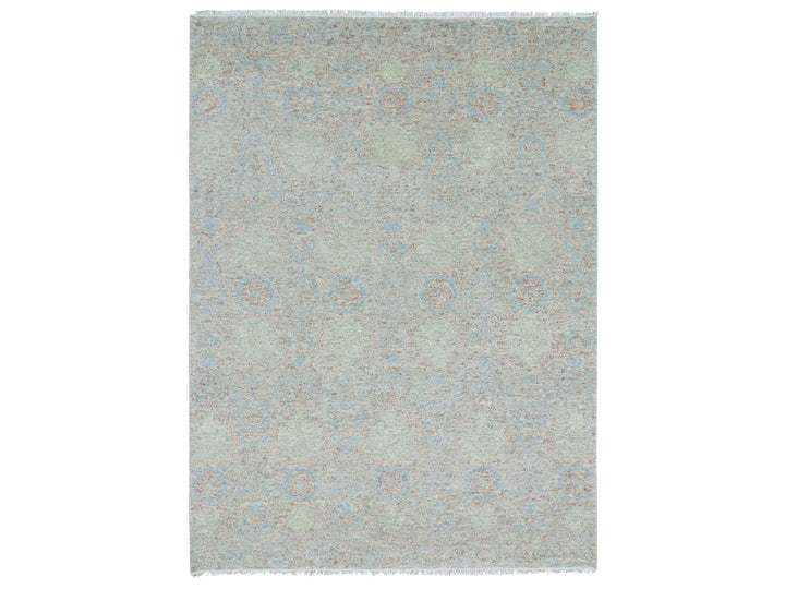 9'0" x 12'0" New Hand Knotted Green Wool Rectangle Oriental Rug - MOA10279435