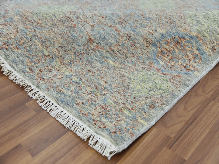 9'0" x 12'0" New Hand Knotted Green Wool Rectangle Oriental Rug - MOA10279435