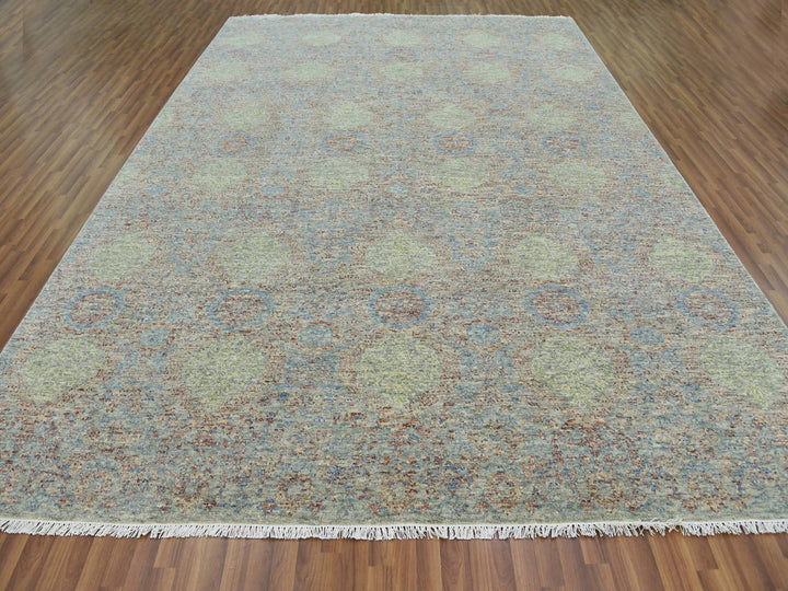10'0" x 14'2" New Hand Knotted Green Wool Rectangle Oriental Rug - MOA10279436
