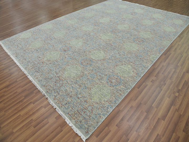 10'0" x 14'2" New Hand Knotted Green Wool Rectangle Oriental Rug - MOA10279436