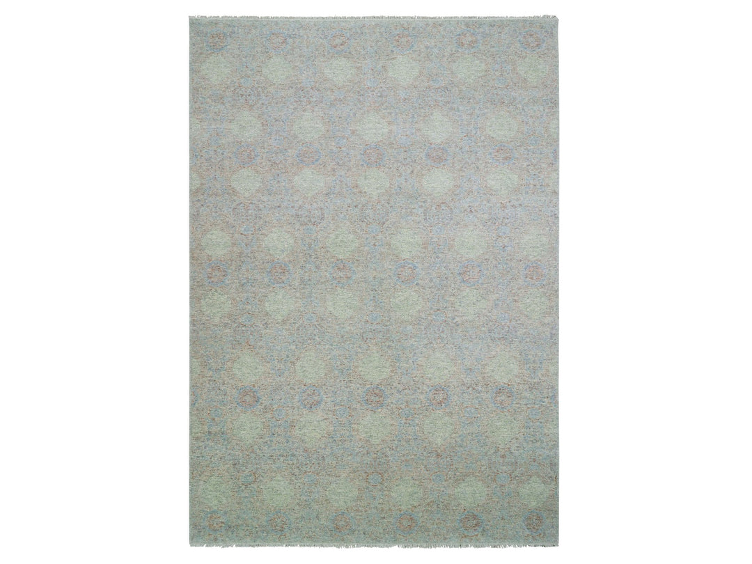 12'0" x 17'4" New Hand Knotted Green Wool Rectangle Oriental Rug - MOA10279438