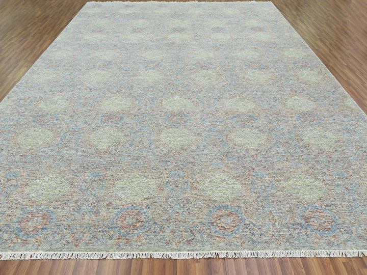12'0" x 17'4" New Hand Knotted Green Wool Rectangle Oriental Rug - MOA10279438