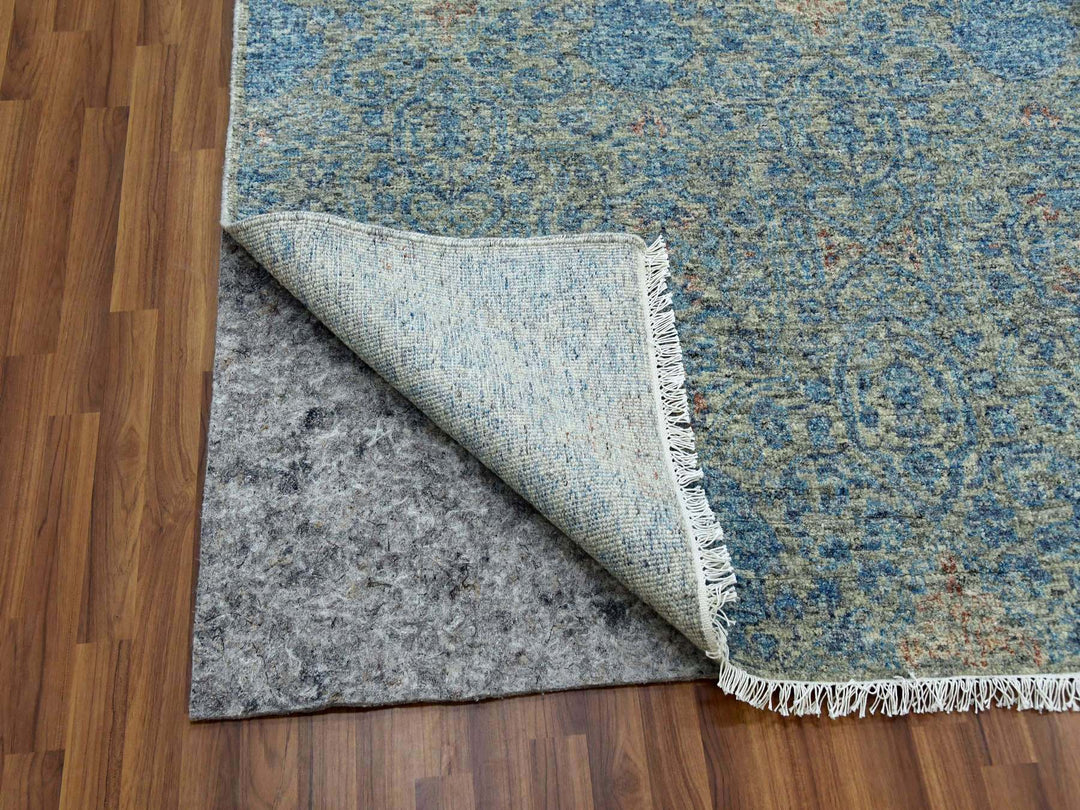 11'10" x 17'10" New Hand Knotted Blue Wool Rectangle Oriental Rug - MOA10279441