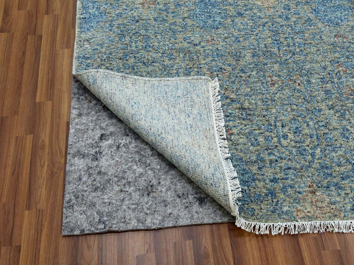 11'10" x 17'10" New Hand Knotted Blue Wool Rectangle Oriental Rug - MOA10279441