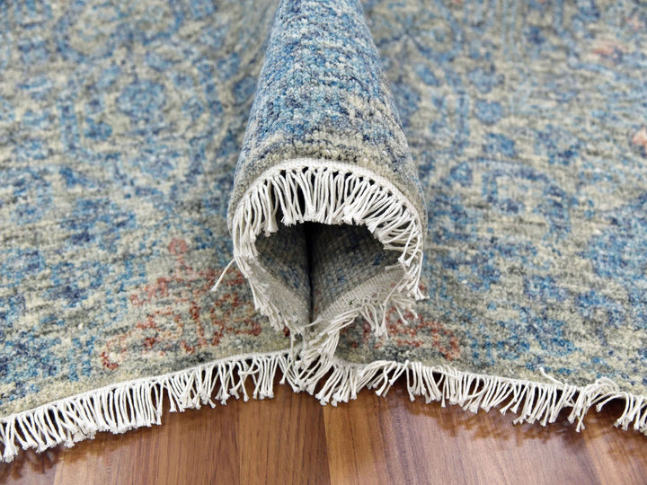 11'10" x 17'10" New Hand Knotted Blue Wool Rectangle Oriental Rug - MOA10279441