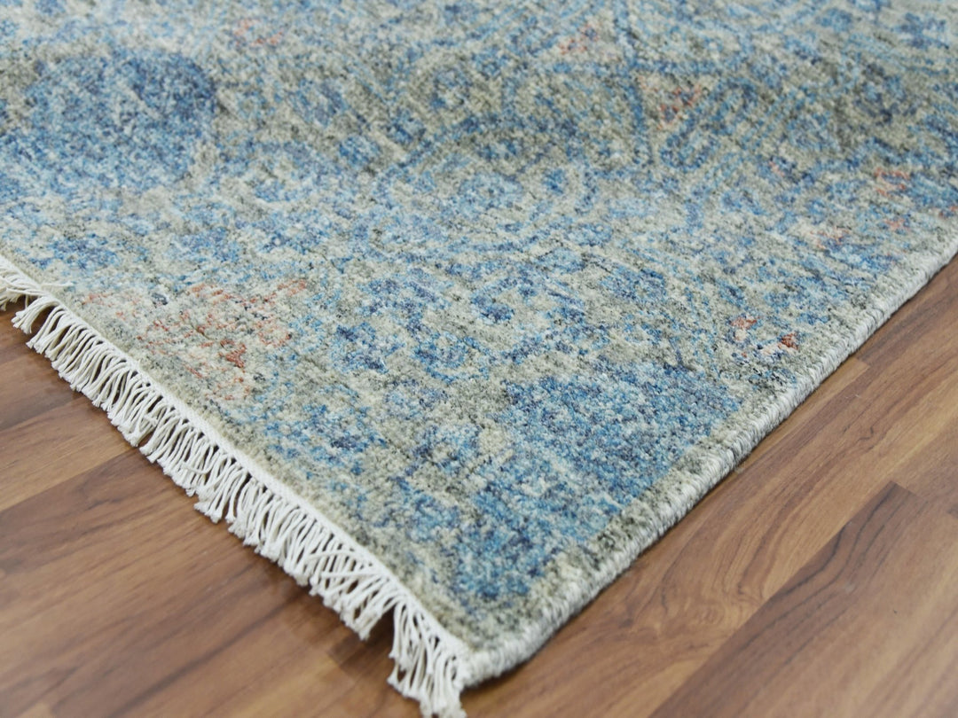 11'10" x 17'10" New Hand Knotted Blue Wool Rectangle Oriental Rug - MOA10279441