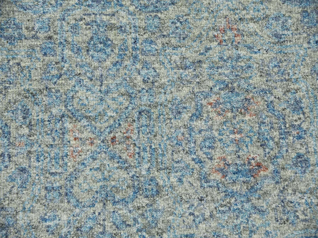 11'10" x 17'10" New Hand Knotted Blue Wool Rectangle Oriental Rug - MOA10279441