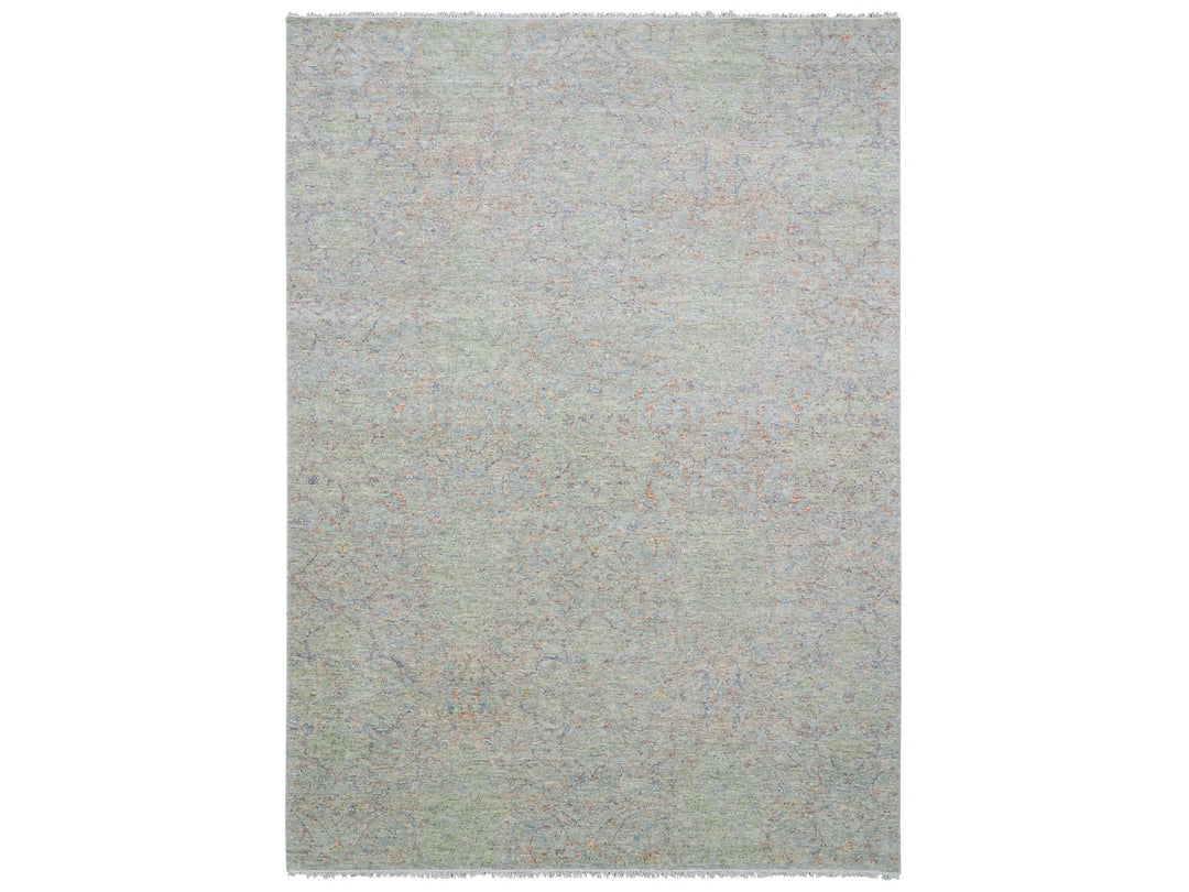 10'0" x 14'0" New Hand Knotted Green Wool Rectangle Oriental Rug - MOA10279442