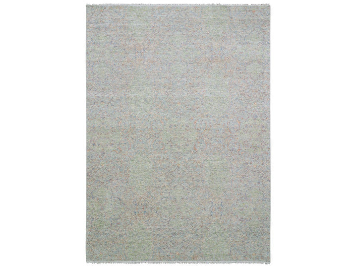 10'0" x 14'0" New Hand Knotted Green Wool Rectangle Oriental Rug - MOA10279442