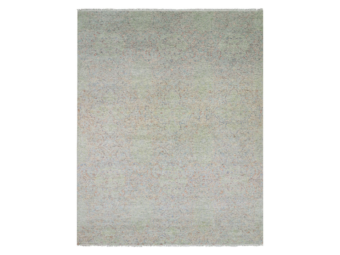 12'0" x 15'2" New Hand Knotted Green Wool Rectangle Oriental Rug - MOA10279443