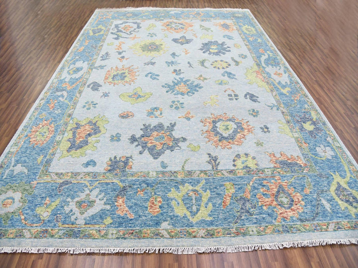 12'0" x 15'3" New Hand Knotted Blue Wool Rectangle Oriental Rug - MOA10279448