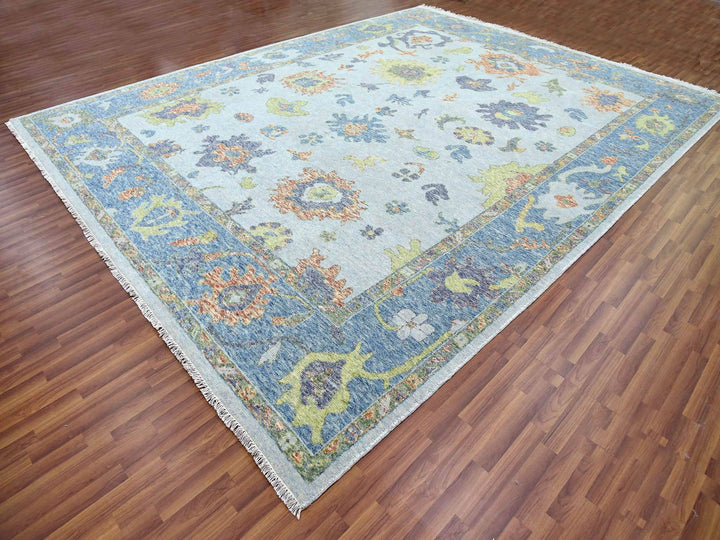 12'0" x 15'3" New Hand Knotted Blue Wool Rectangle Oriental Rug - MOA10279448