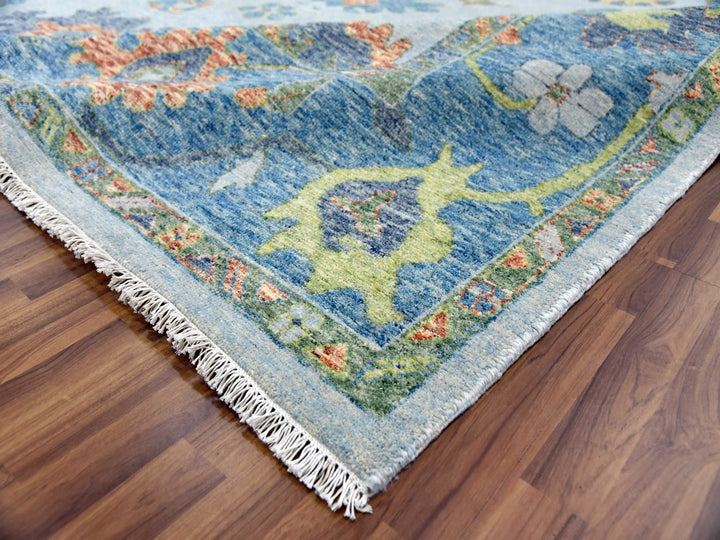 12'0" x 15'3" New Hand Knotted Blue Wool Rectangle Oriental Rug - MOA10279448