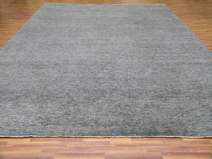 12'0" x 15'1" New Hand Knotted Grey Wool Rectangle Oriental Rug - MOA10279451