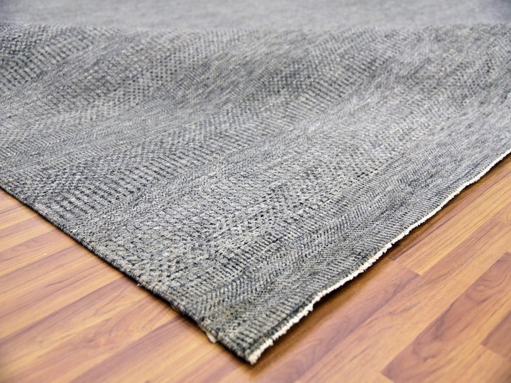 12'0" x 15'1" New Hand Knotted Grey Wool Rectangle Oriental Rug - MOA10279451