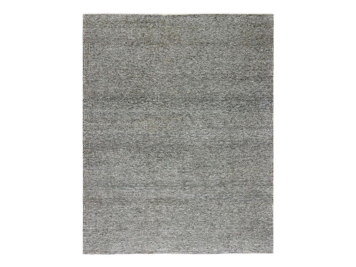 8'0" x 10'1" New Hand Knotted Grey Wool Rectangle Oriental Rug - MOA10279453
