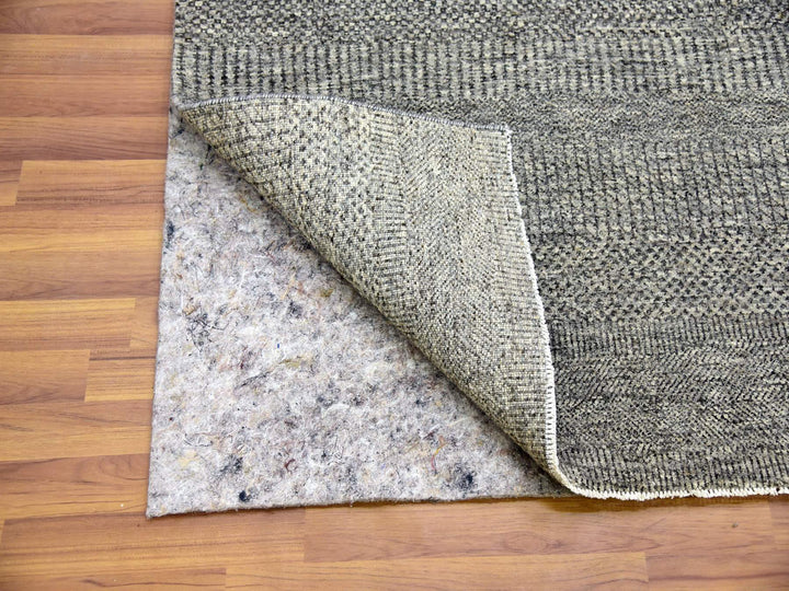 8'0" x 10'1" New Hand Knotted Grey Wool Rectangle Oriental Rug - MOA10279453