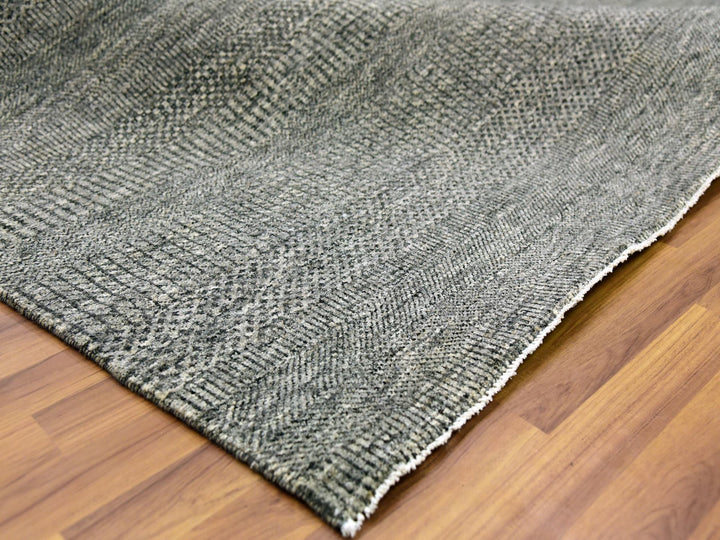 8'0" x 10'1" New Hand Knotted Grey Wool Rectangle Oriental Rug - MOA10279453