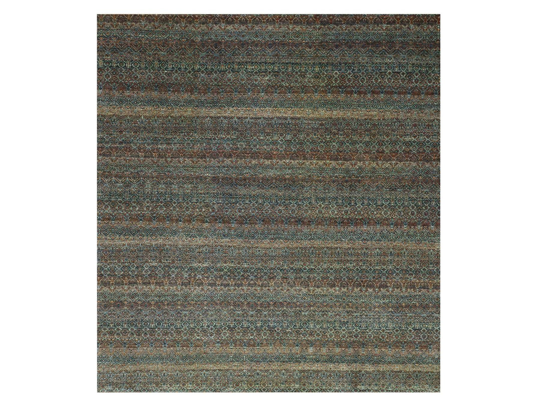 12'0" x 12'0" New Hand Knotted Brown Wool Square Oriental Rug - MOA10279454