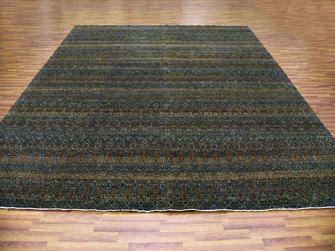 12'0" x 12'0" New Hand Knotted Brown Wool Square Oriental Rug - MOA10279454