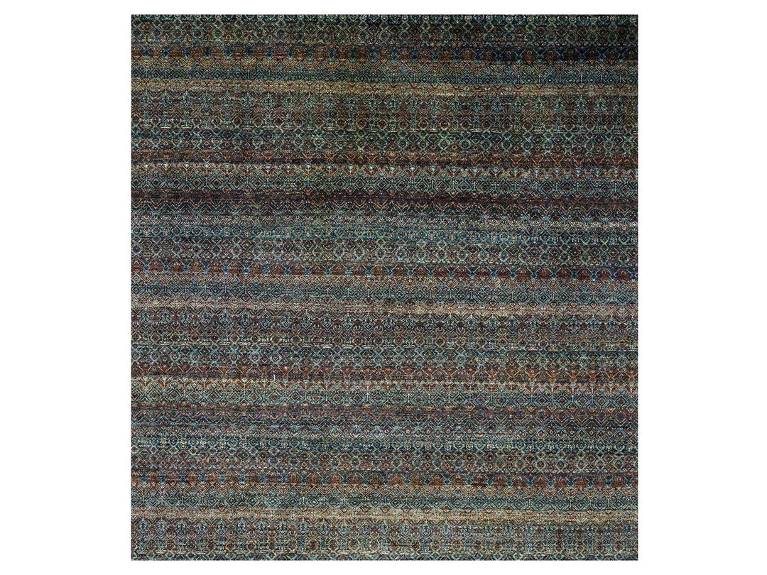 10'0" x 10'0" New Hand Knotted Brown Wool Square Oriental Rug - MOA10279455