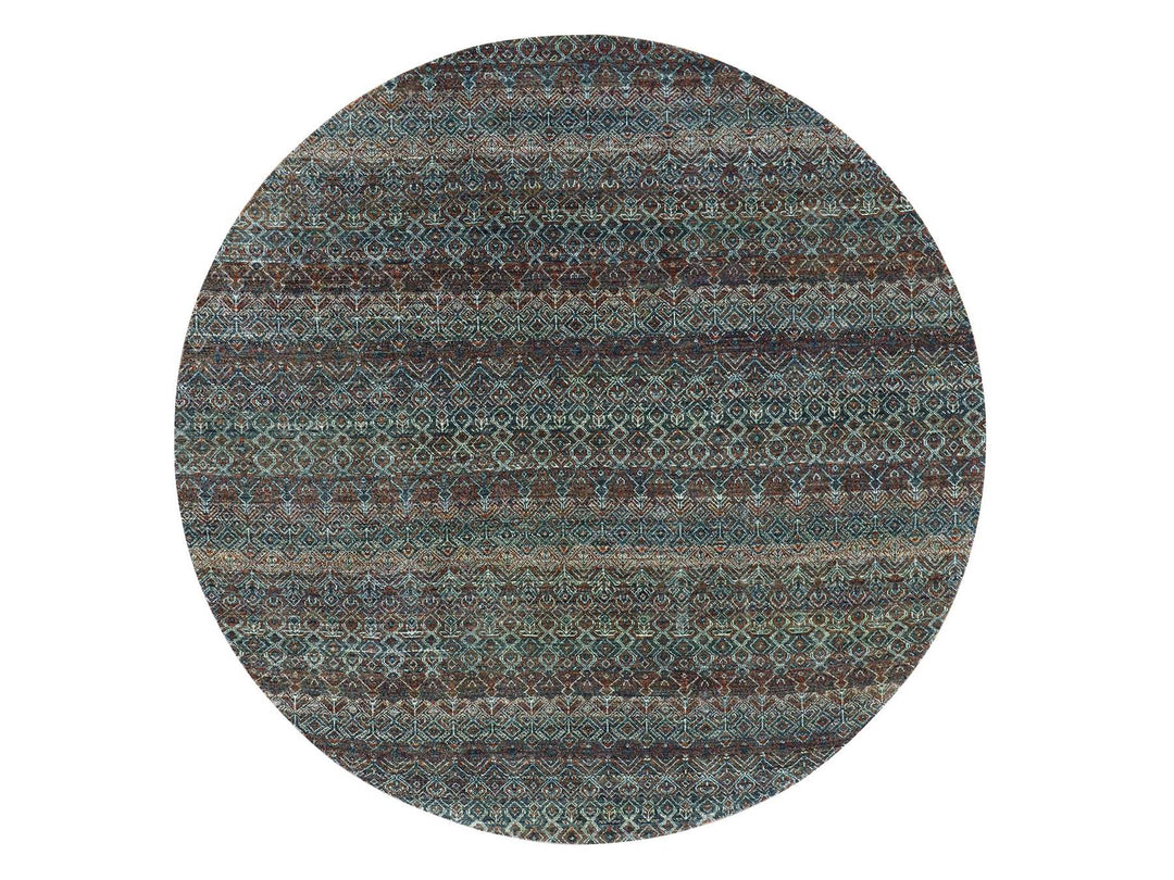 8'0" x 8'0" New Hand Knotted Brown Wool Round Oriental Rug - MOA10279456