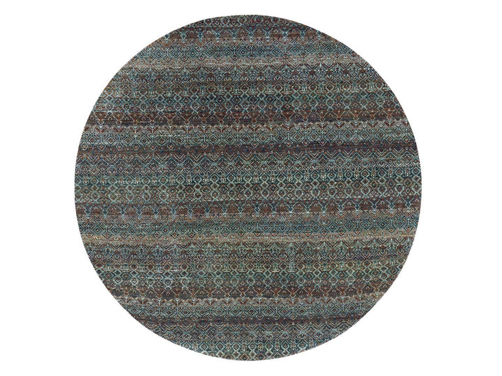 8'0" x 8'0" New Hand Knotted Brown Wool Round Oriental Rug - MOA10279456