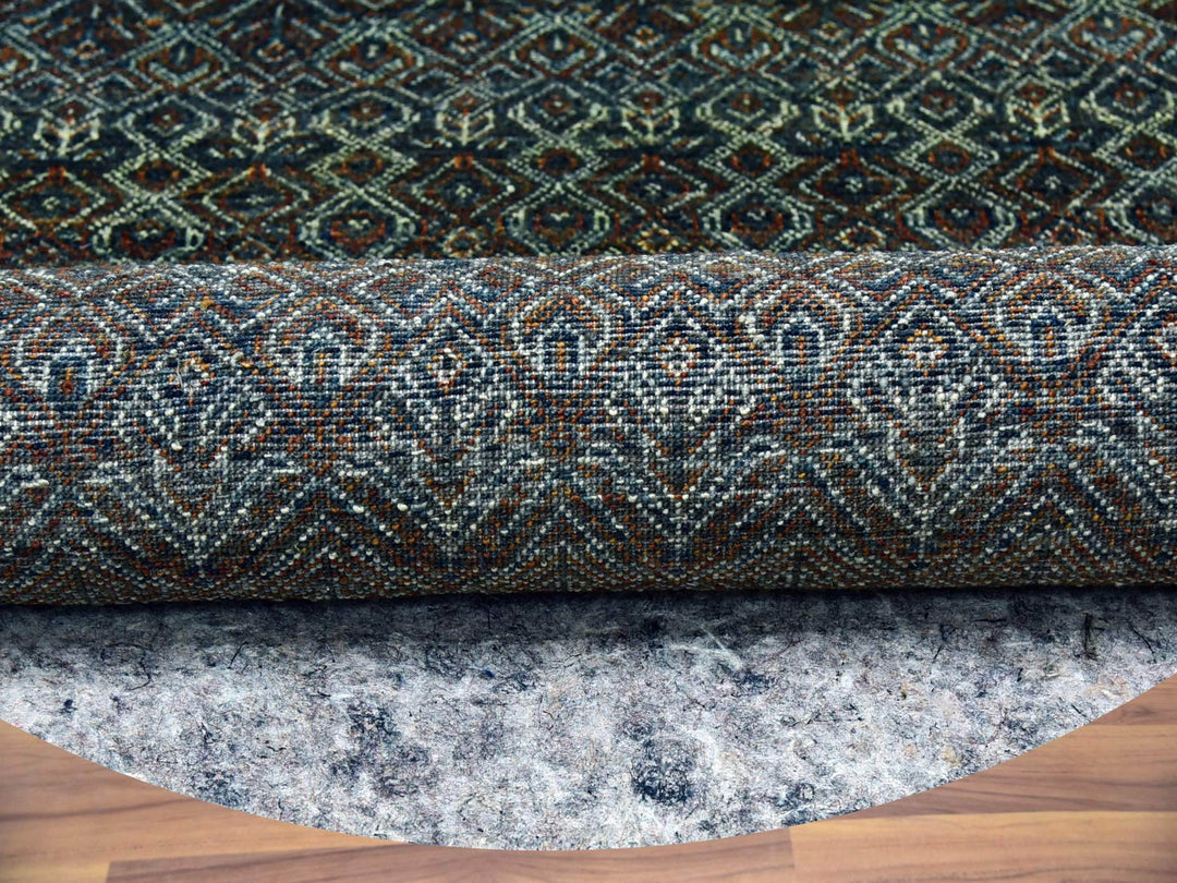 8'0" x 8'0" New Hand Knotted Brown Wool Round Oriental Rug - MOA10279456