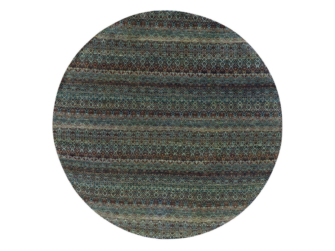 9'10" x 9'10" New Hand Knotted Brown Wool Round Oriental Rug - MOA10279458