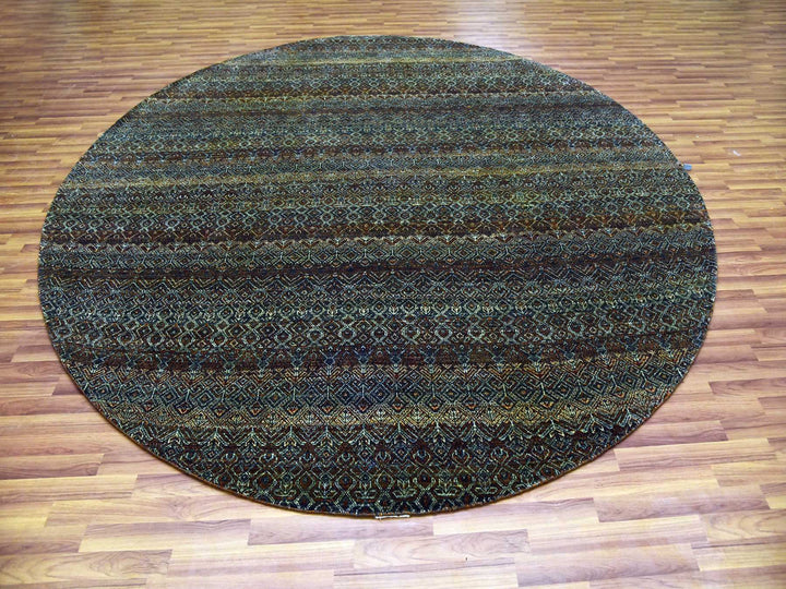 9'10" x 9'10" New Hand Knotted Brown Wool Round Oriental Rug - MOA10279458