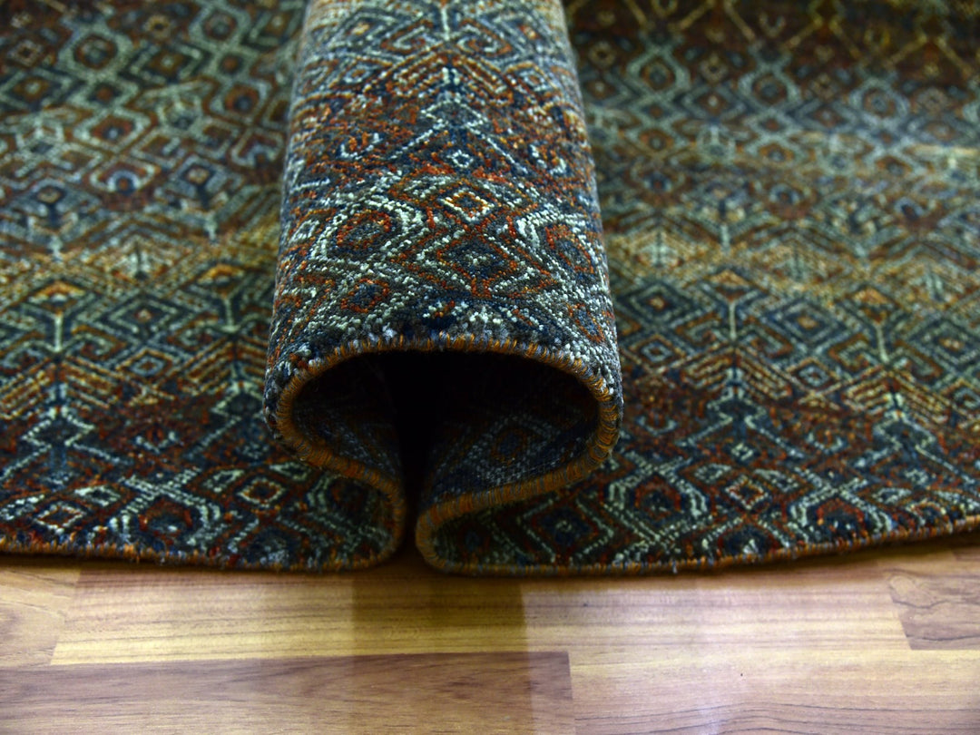 9'10" x 9'10" New Hand Knotted Brown Wool Round Oriental Rug - MOA10279458