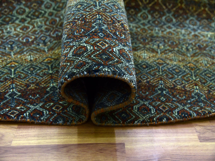 9'10" x 9'10" New Hand Knotted Brown Wool Round Oriental Rug - MOA10279458