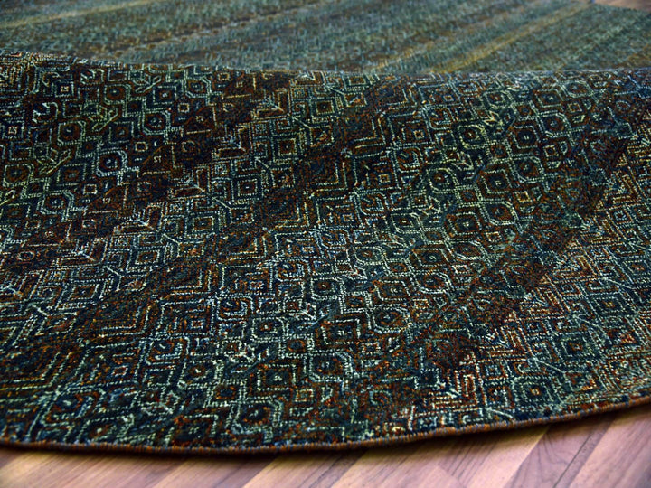 9'10" x 9'10" New Hand Knotted Brown Wool Round Oriental Rug - MOA10279458