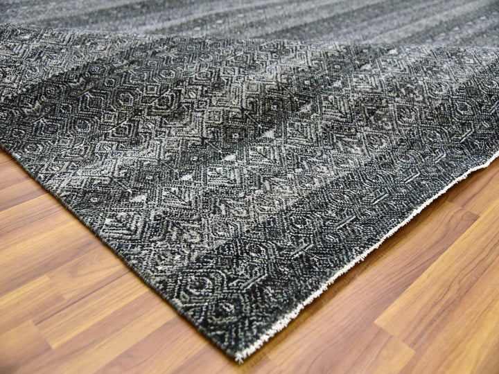10'0" x 13'10" New Hand Knotted Grey Wool Rectangle Oriental Rug - MOA10279459
