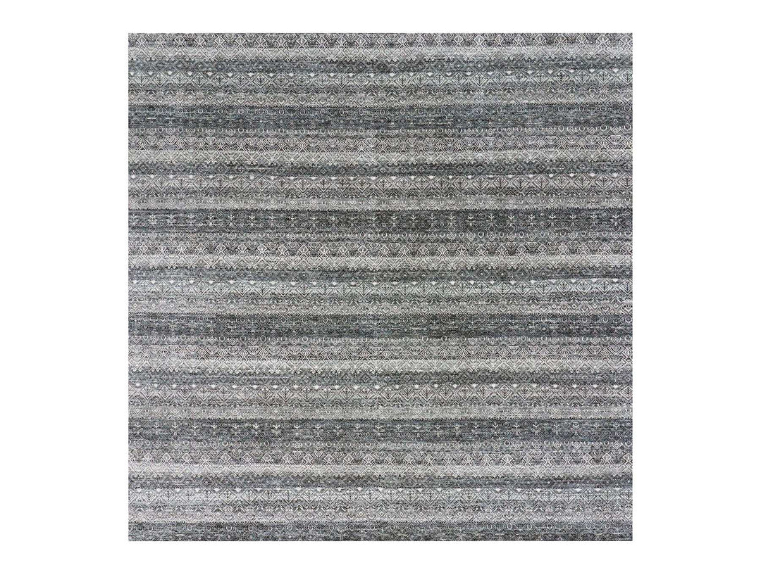 10'0" x 10'0" New Hand Knotted Grey Wool Square Oriental Rug - MOA10279460