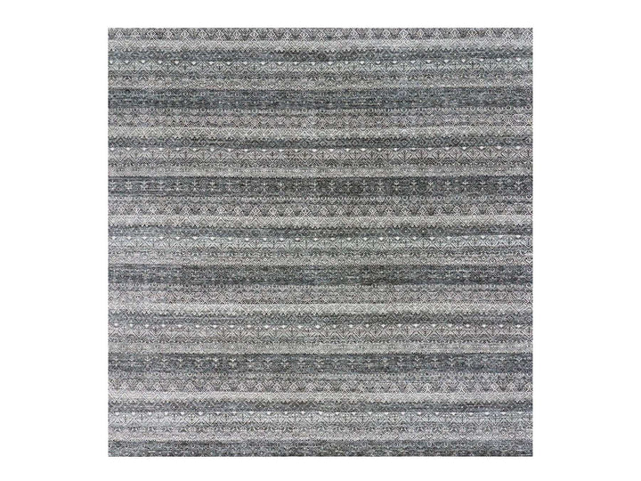 10'0" x 10'0" New Hand Knotted Grey Wool Square Oriental Rug - MOA10279460