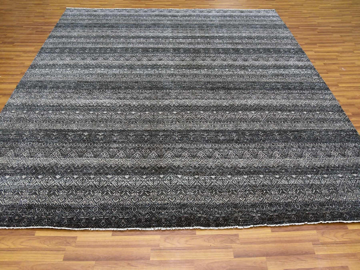 10'0" x 10'0" New Hand Knotted Grey Wool Square Oriental Rug - MOA10279460