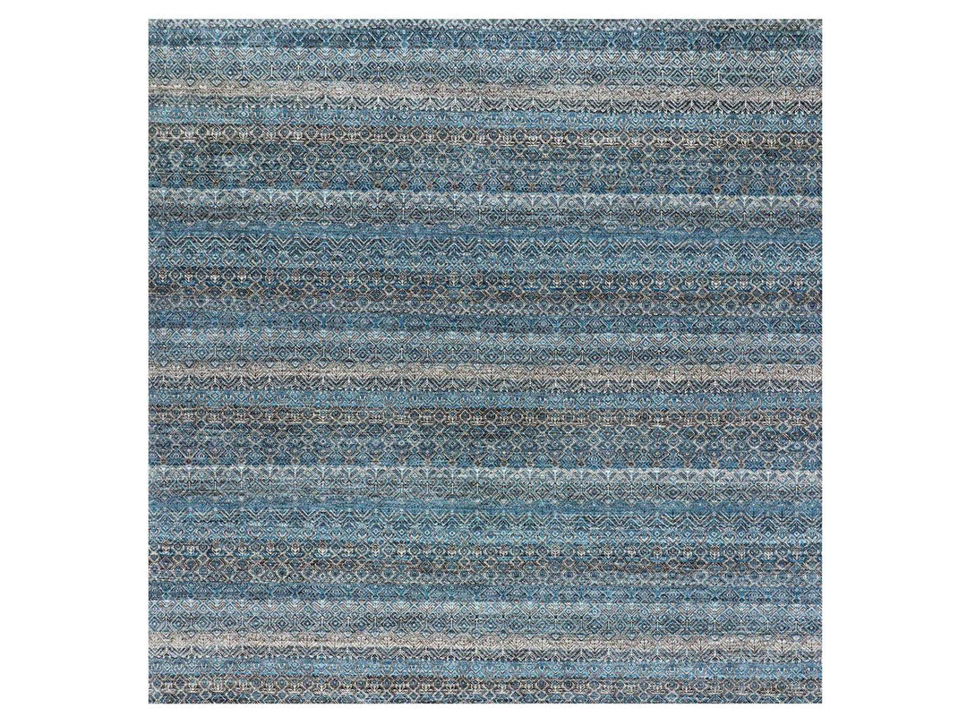 10'0" x 10'1" New Hand Knotted Blue Wool Square Oriental Rug - MOA10279462
