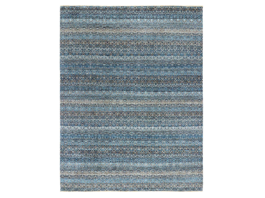 7'8" x 10'0" New Hand Knotted Blue Wool Rectangle Oriental Rug - MOA10279463