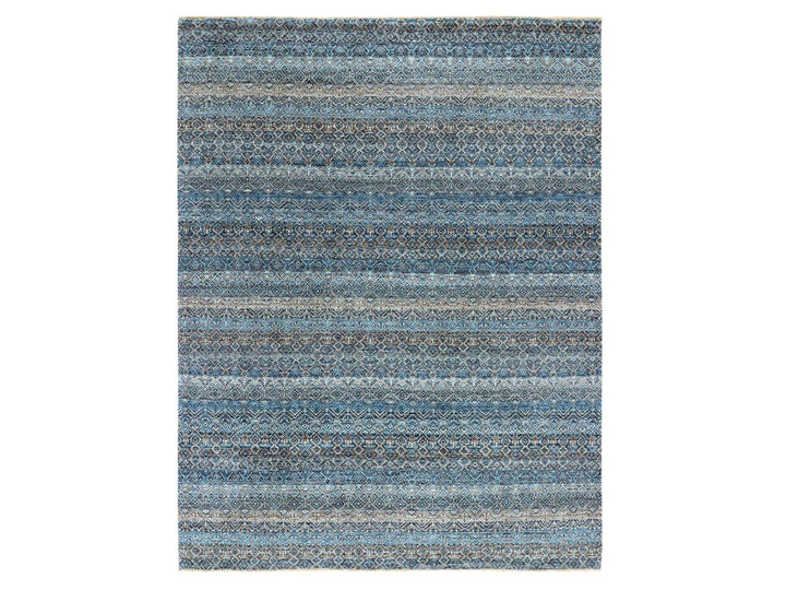 7'8" x 10'0" New Hand Knotted Blue Wool Rectangle Oriental Rug - MOA10279463