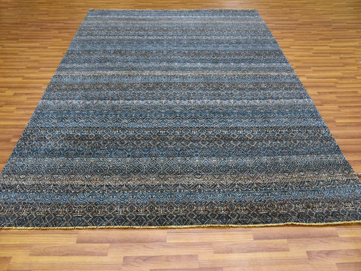 7'8" x 10'0" New Hand Knotted Blue Wool Rectangle Oriental Rug - MOA10279463