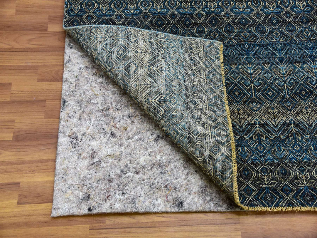 7'8" x 10'0" New Hand Knotted Blue Wool Rectangle Oriental Rug - MOA10279463
