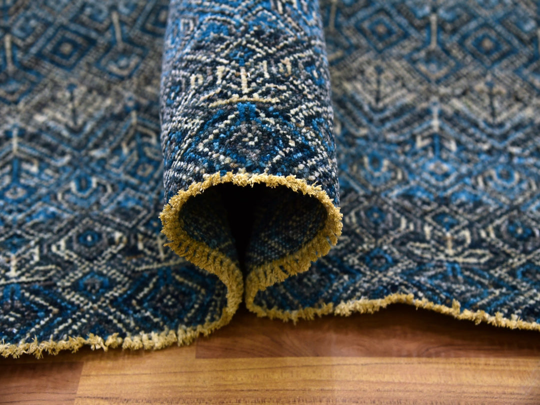 7'8" x 10'0" New Hand Knotted Blue Wool Rectangle Oriental Rug - MOA10279463