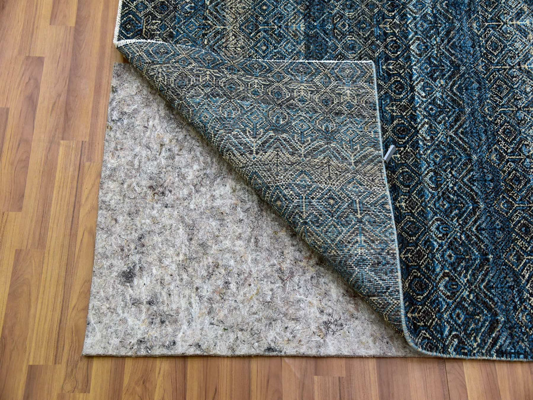 8'0" x 10'0" New Hand Knotted Blue Wool Rectangle Oriental Rug - MOA10279464